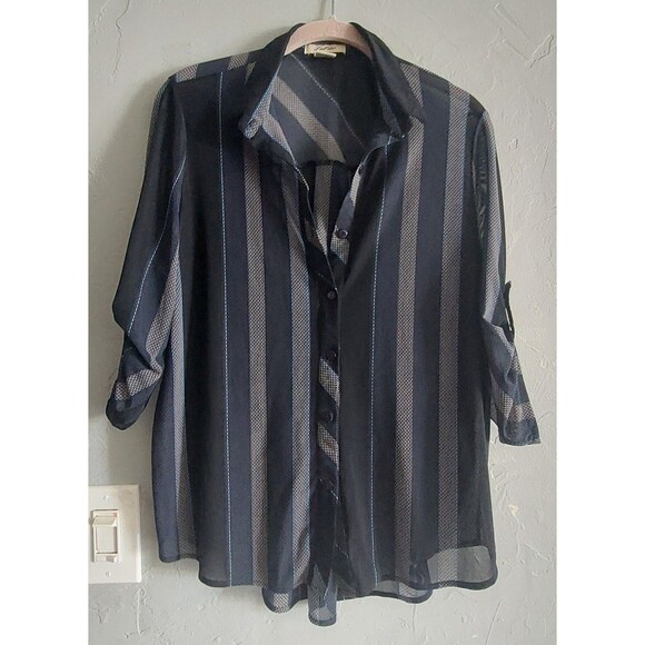 Love Potion Tops Button Down,Polyester, Spandex 3/4 Sleeve,18 Inch Of Armp To... - Picture 3 of 8